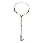 Unique Bead Necklace Ethnic Charm Collarbone Chain Dangling Strands Neckchain