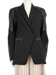 Black Vegan Leather Biker Tailored Jacket