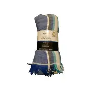 Mainstays Flat Woven Beach Towel Quick Dry Blue White Teal Stripe 28"×58" New