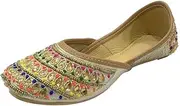 [Stop n Style] Punjabi Juttis for Girls Toddler/Little Kid/Big Kid Formal Beaded Shoes Multi Ethnic Girls Jutti Party Flats Mojaris Shoes