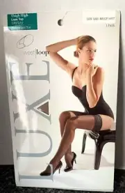 NOS~ West Loop Luxe Thigh High S/M Beige Mist Lace Top Smooth Leg Reinforced Toe