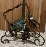 Wine Bottle Caddy Holder Metal Grape Vines With Glass Grape Marbles