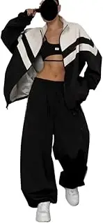 [DOTITOY] Zip Up Sweatsuit 2 Piece Outfits Sweatshirt Tracksuit Matching Set Wide Leg Sweatpant Y2k Suits Track Pants Jackets