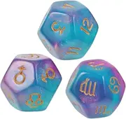 ERINGOGO 3pcs Sided Acrylic Number Dices for Games Multi Sided Dice Purple for Family Gatherings Board Games and Role Playing Fun