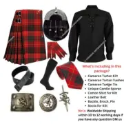 Handmade Modern Tartan Cameron Kilt Outfits for Mens Custom Size Made