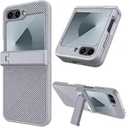 [NINKI] for Samsung Galaxy Z Flip 6 Case with Stand,4 in 1 Magnetic Hinge Protective Case for Galaxy Flip6 Case with Screen Protector Cover for Galaxy Flip 6 Phone Case for Samsung Z Flip 6 5G Case Grey