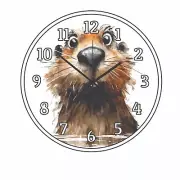 A Beaver Smiling Wall Clock Cartoon art 3 size choices Time Piece