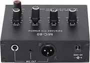 Microphone Preamp Mic Boosters for Dynamic and Condenser Mic, 3.5mm 6.5mm XLR Interface 60db Gain 48V Phantoms Power Dynamic Condenser Mic Amplifier DC5-12V, Power Supply