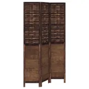 vidaXL Room Divider Privacy Screen 3 Panels Dark Brown Paulownia