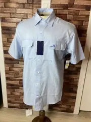 Izod Saltwater Beach Performance Blue Button Up Medium NWT $65
