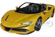 FERRARI SF90 SPIDER GOLD METALLIC 1/18 DIECAST MODEL CAR BY BBURAGO 16016