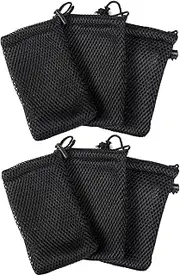 Karuwil Nylon Mesh Drawstring Bag - 6pcs, Black, 10*15cm (3.9*5.9 inch), MP3, Cell Phone, Outdoor, Gifts