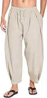 [JEShifangjiusu] Mens Lightweight Slack Capri Pants Summer Beach Capri Pant Casual Harem Pants with Deep Pockets