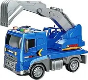 Lreyrous Blue Excavator Bulldozer Truck 1:20 with Lights and Sounds Construction Play Toys Vehicles Toy Vehicle Model for Kids Age 3+