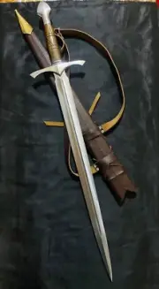 Handmade Medieval Sword 37" D2 Steel Blade viking sword Larp leather Scabbard