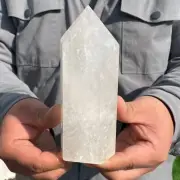 770g Natural White Quartz Healing Obelisk Crystal Wands Reiki Tower Point