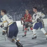 Hockey Chicago Blackhawks Bobby Hull in action vs St Louis Blues C- Old Photo