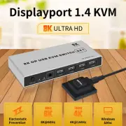 DisplayPort KVM Switch 8K USB DP 1.4 KVM Switch Dual Port 4K 120Hz DP USB KVM