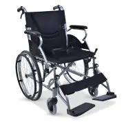 EQUIPMED SmartLine 20" 100kg Capacity Light-Weight Quick-Folding Wheelchair - Black