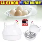 4 Egg Microwave Egg Boiler Steamer Poach Breakfast Boiled Chicken Shaped Tool FT
