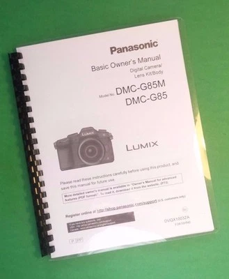 Owners Manual for Panasonic DMC-G85 Lumix Camera 80 Pages W/Clear Covers!