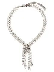 [Alessandra Rich] Alessandra Rich-Bow Crystals Necklace Gioielli Silver-Donna OS