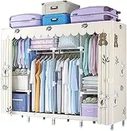 Large Capacity Portable Closet, Wardrobe with Non-Woven Fabric Cover, with Hanging Rods, Shelves, Clothes Storage Organizer for Hanging Clothes (A 165cm/65in)