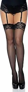 [Leg Avenue] Womens Sheer Lace Top Backseam Stockings