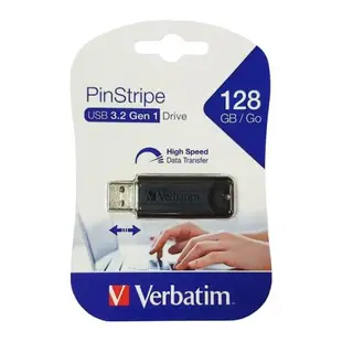 【兩入組】Verbatim PinStripe 128GB USB3.2 Gen1 高速伸縮隨身碟(贈)手機背貼支撐架