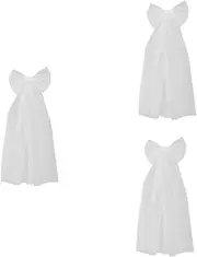 [VALICLUD] 3pcs Bridal Wedding Veil Bow White Bowknot Hair Clip Faux Pearl Gauze Veil Headdress for Wedding