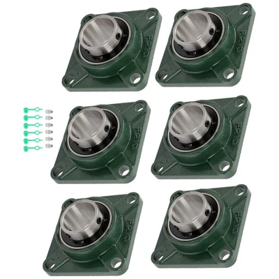 LABLT 6 Pack UCF210-32 4 Bolt Solid Base Pillow Block Flange Bearing 2" Bore
