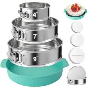 4, 7, 9 Inches Springform Pan Set - 304 Stainless Steel Nonstick Leakproof Cake