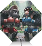 [RPLIFE] Windproof Travel Umbrella, Auto Open Close, Uv Umbrella Compact, Backpack Purse Portable, Ideal for Women, Apes Boxing