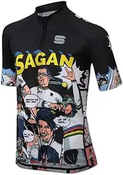 [Sportful] Super Peter BLK 8Y for Kids; Recommended Size: Height 50.4 inches (128 cm); Recommended Temperature: Over 31°F (15°C) Short Sleeve Jersey
