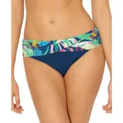 Bleu by Rod Beattie Sarong Hipster Bikini Bottoms Size 10 Blue Jungle Floral New