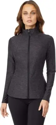 32 DEGREES Womens Ultra Stretch Full-Zip Jacket, Charcoal Spacedye, SZ XXLarge