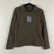 Lands End Thermacheck 100 Fleece Quarter Zip Pullover Top XS Brown
