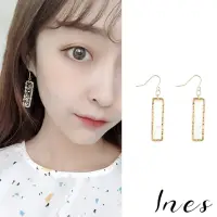 在飛比找momo購物網優惠-【INES】韓國設計半透明雪花亮片長方形復古夾式耳環(無耳洞