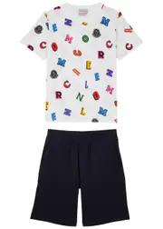 Moncler Kids Printed Cotton T-shirt and Shorts set (8-10 Years) - White Other 10 years