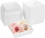 Ocmoiy Small Charcuterie Boxes with Clear Lids, To Go Paper Disposable Food Containers, 5 Inches Bakery Dessert Boxes for Sandwich, Cookie, Pastry, Cake Slice (White, 50ct)