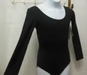 Bloch BLACK LONG SLEEVE LEOTARD CL5409 Cotton Spandex Front lined New w/tags