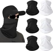 [IMAGERIO] 6 Pack Neck Gaiter Bandana Face Mask Summer UV Protection Cooling Neck Gaiter Face Clothing Sun Cooling Mask Scarf Sunscreen Cover Head for Men and Women, Outdoor, Hiking, Fishing -Black+White, Black