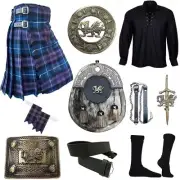 Men's Scottish Highland Tradition Dragon Design 10 Piece Kilt set