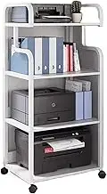 Printer Table Printer Shelf Multi-Layer Movable Simple Modern Office Floor Shelves Home Host Case Storage Racks Printer Shelf(White)