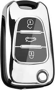 ontto TPU Car key fob case cover fit for Hyundai Elantra Accent i20 i30 ix35 For KIA Rio 3 Soul Optima Ceed K2 K5 Cerato Sportage Smart Key Shell Box bag Accessories Protector Car Styling Silver C