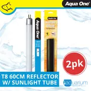 Aqua One 60cm Reflector Kit 2pk - Includes Single T8 18W w/ Sunlight Tube (46497-SK)