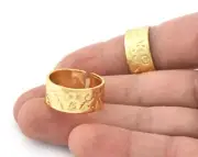 Prehistoric Band Symbols Ring Adjustable Shiny gold plated brass 9US size 5258