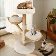 FIN Large Multi-Level Cat Tree Activity Tower Cozy Kitten Play House w/Plush Cushion