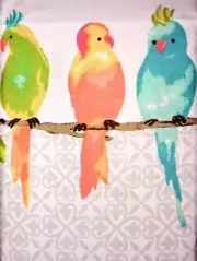 CYNTHIA ROWLEY Fabric Shower Curtain Parakeets Birds Colorful