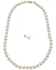 Splendid Pearls 14K 7-8mm Earring & Necklace Set
